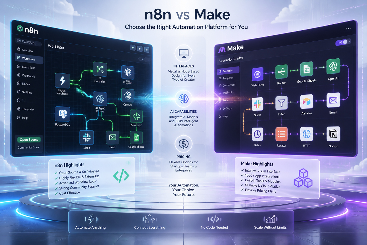 N8n vs make plateformes dautomatisation