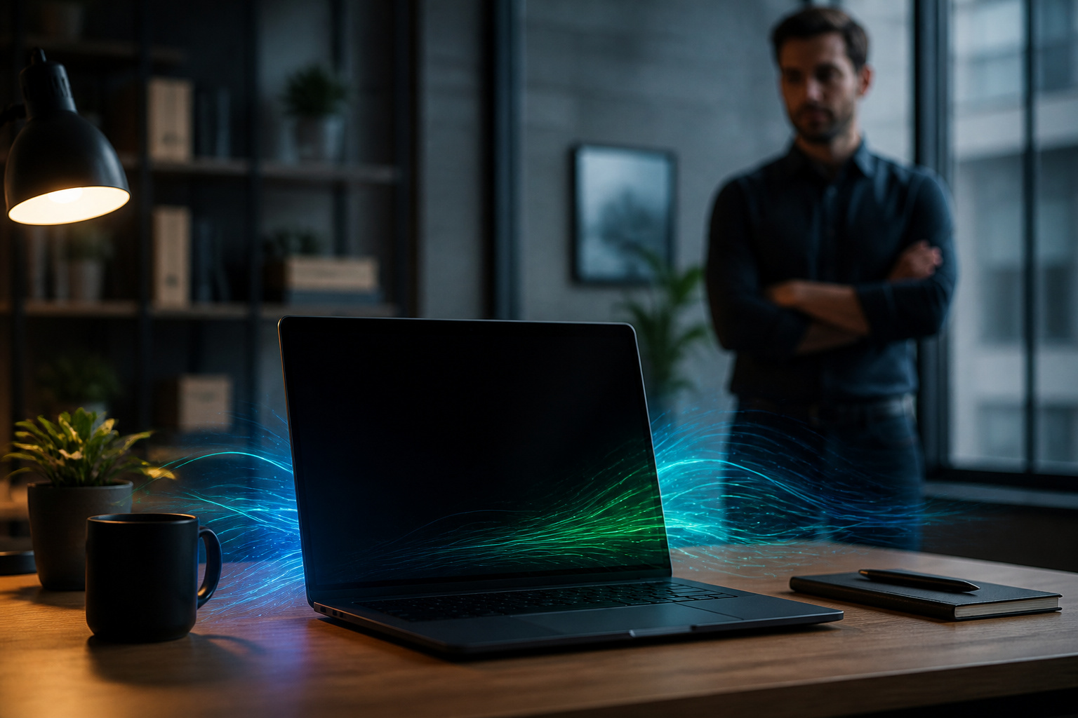 Bureau moderne et flux de donnees